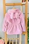 Miniğimin Cicileri Kulaklı Kapüşonlu Peluş Kız Çocuk Mont - Pembe