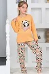 Miniğimin Cicileri (6-14 Yaş) Panda Baskılı Kız Çocuk Pijama Takımı - Turuncu
