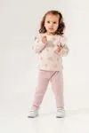 Miniğimin Cicileri (2-5 Yaş) Çiçek Desenli Kaşkorse Kışlık Kız Çocuk Takım - Pembe