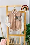 Miniğimin Cicileri M Bear Panç İşleme Unisex Kolej Ceket - Camel