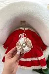 Miniğimin Cicileri Vintage Fistolu Kız Bebe Elbise - Kırmızı