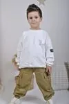 Miniğimin Cicileri Kargo Cepli Erkek Çocuk Basic 2 Li Takım - Beyaz