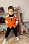 Miniğimin Cicileri 7 Cool Ceketli 3 ki Erkek Çocuk Takım - Turuncu