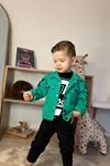 Miniğimin Cicileri Cool Boy Baskılı Kargo Cepli Erkek Çocuk 3 Lü Ceketli Keten Takım - Yeşil