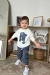 Miniğimin Cicileri Hi Baskılı 2 li Erkek Bebe Takım - Füme