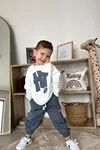 Miniğimin Cicileri Hi Baskılı 2 li Erkek Bebe Takım - Füme