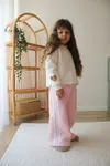 Miniğimin Cicileri Kalp Desenli Kız Çocuk Çizgili Takım - Pembe