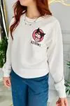 Miniğimin Cicileri (5-14 Yaş) Oversize Krm Baskılı Kız Çocuk Sweat - Beyaz
