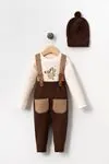 Miniğimin Cicileri Triko Salopet Erkek Bebek 3 lü Takım - Kakao