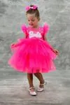 Miniğinin Cicileri Neon Tütü Pul Payet Barbie Abiye Kız Çocuk - Fuşya