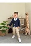 Miniğimin Cicileri Triko Hırkalı Şık 3 lü Erkek Çocuk Takım - Lacivert