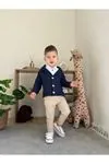 Miniğimin Cicileri Triko Hırkalı Şık 3 lü Erkek Çocuk Takım - Lacivert