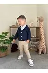 Miniğimin Cicileri Triko Hırkalı Şık 3 lü Erkek Çocuk Takım - Lacivert