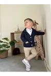 Miniğimin Cicileri Triko Hırkalı Şık 3 lü Erkek Çocuk Takım - Lacivert