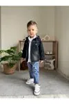 Miniğimin Cicileri Müslin Pamuk Gömlekli, kot ceket kapüşonlu, De Jouten baskılı Erkeı Çocuk 3 Lü Takım - Mavi
