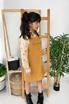 Miniğimin Cicileri (10-13 Yaş) Gabardin Salopet Kapüşonlu Mnn Baskılı Sweat 2 li Takım - Hardal