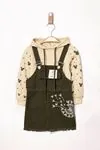 Miniğimin Cicileri (10-13 Yaş) Gabardin Salopet Kapüşonlu Mnn Baskılı Sweat 2 li Takım - Haki