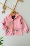 Miniğimin Cicileri Çiçek Baskılı Kız Çocuk Kapüşonlu Yağmurluk - Pembe