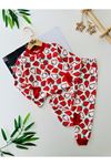 Miniğimin Cicileri Çilek  Baskılı Kız Çocuk Pamuklu Pijama Takımı - Kırmızı