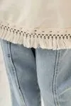 Miniğimin Cicileri Bohem Kız Çocuk Püsküllü Kot Pantolonlu 2 li Takım - Krem