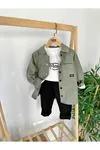 Miniğimin Cicileri (5-8 Yaş) Gabardin Gömlekli Erkek Çocuk 3 Lü Takım - Yeşil