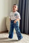 Miniğimin Cicileri Yıldız Desenli Kotlu Kız Çocuk 2 li Takım - Mavi