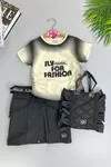 Miniğimin Cicileri Sly Fashion Çantalı Kız Çocuk 3 lü Etekli Takım - Siyah