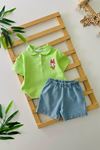 Miniğimin Cicileri Lacost Mnn Mck Pano Desenli Unisex Bebe Pamuklu Takım - Yeşil