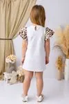 Miniğimin Cicileri Kolları Leopar Volanlı Fashion Kız Çocuk Elbise - Beyaz