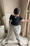 Miniğimin Cicileri Polo Yaka Erkek Çocuk Tişört ve  Pantolon 2 li Takım - Gri