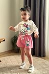 Miniğimin Cicileri Hll Kty Baskılı Kız Çocuk Şortlu İkili Takım - Pembe