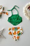 Miniğimin Cicileri (2-8 Yaş) Püskül Detaylı Kız Çocuk Bikini Mayo Takım  - Yeşil