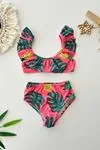 Miniğimin Cicileri (3-10 Yaş) Ananas Detaylı Kız Çocuk Bikini Mayo Takım - Pembe