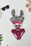 Miniğimin Cicileri Lol DetayLı Kız Çocuk Mayo Bikini - Pembe