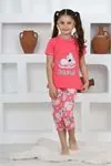 Miniğimin Cicileri (3-14 Yaş) Koala Desenli Kız Çocuk Kapri Takım - Fuşya