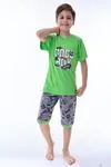 Miniğimin Cicileri (6-11 Yaş) Cool Boy Desenli Erkek  Çocuk Kapri Takım - Yeşil