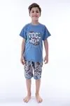 Miniğimin Cicileri (6-11 Yaş) Cool Boy Desenli Erkek  Çocuk Kapri Takım - indigo