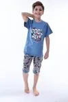 Miniğimin Cicileri (6-11 Yaş) Cool Boy Desenli Erkek  Çocuk Kapri Takım - indigo