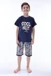 Miniğimin Cicileri (6-11 Yaş) Cool Boy Desenli Erkek  Çocuk Kapri Takım - Lacivert
