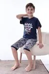 Miniğimin Cicileri (6-11 Yaş) Cool Boy Desenli Erkek  Çocuk Kapri Takım - Lacivert