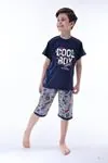 Miniğimin Cicileri (6-11 Yaş) Cool Boy Desenli Erkek  Çocuk Kapri Takım - Lacivert