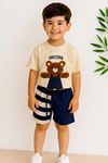 Miniğimin Cicileri Bear Peluş Desenli Erkek Çocuk Şortlu Takım - Koyu Mavi