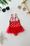 Miniğimin Cicileri Tüllü Mnn Ms Baskılı Kız Çocuk Mayo Bikini - Kırmızı