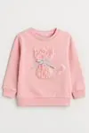 Miniğimin Cicileri Kedicik Detaylı Kız Çocuk Sweatshirt - Pembe