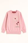Miniğimin Cicileri Beautiful Çiçek Detaylı Kız Çocuk Sweatshirt - Pembe