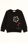 Miniğimin Cicileri Beautiful Çiçek Detaylı Kız Çocuk Sweatshirt - Siyah