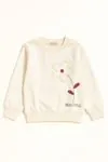 Miniğimin Cicileri Beautiful Çiçek Detaylı Kız Çocuk Sweatshirt - Beyaz