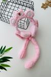 Miniğimin Cicileri Sevimli Ayıcık Kışlık Sesli Kız Çocuk Peluş Kulaklık - Şeker Pembe