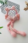 Miniğimin Cicileri Sevimli Tavşancık Kışlık Sesli Kız Çocuk Peluş Kulaklık - Pembe