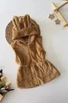 Miniğimin Cicileri Kulak Detaylı Peluş Cepli Çocuk Yelek - Taba